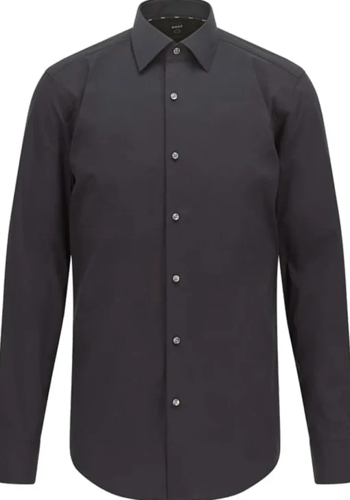 BOSS Hank slim fit overhemd, popeline, zwart