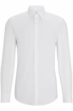 BOSS Hank-s slim fit overhemd, structuur, wit