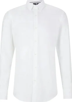 BOSS Hank-s slim fit overhemd, structuur, wit