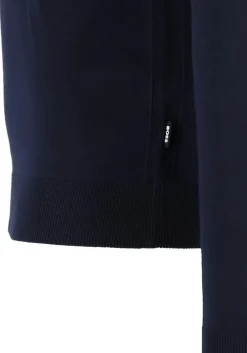BOSS Leno heren trui wol, slim fit met O-hals, donkerblauw