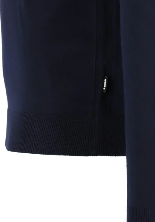 BOSS Leno heren trui wol, slim fit met O-hals, donkerblauw