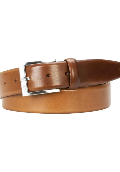 BOSS leren heren riem, middenbruin