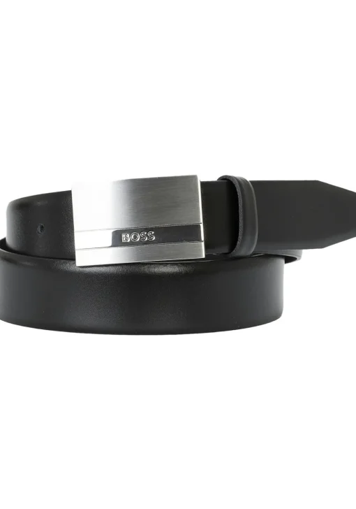 BOSS leren heren riem, zwart