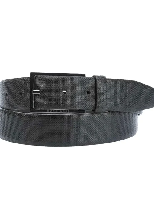 BOSS leren heren riem, zwart