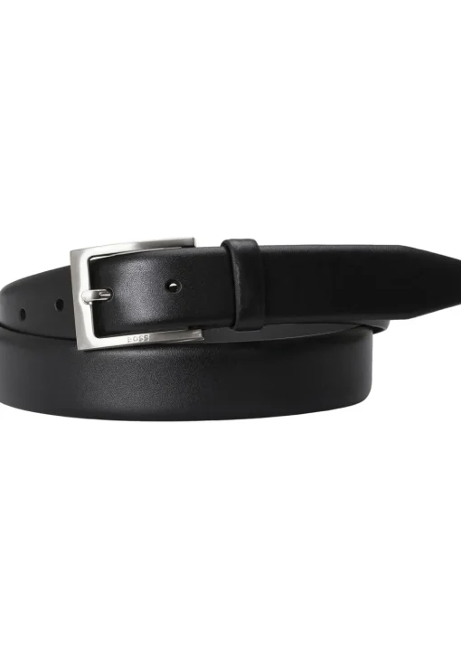 BOSS leren heren riem, zwart