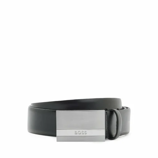 BOSS leren heren riem, zwart