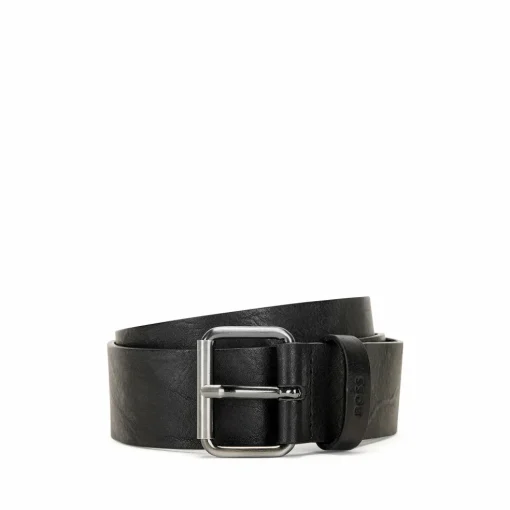 BOSS leren heren riem, zwart