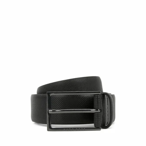 BOSS leren heren riem, zwart