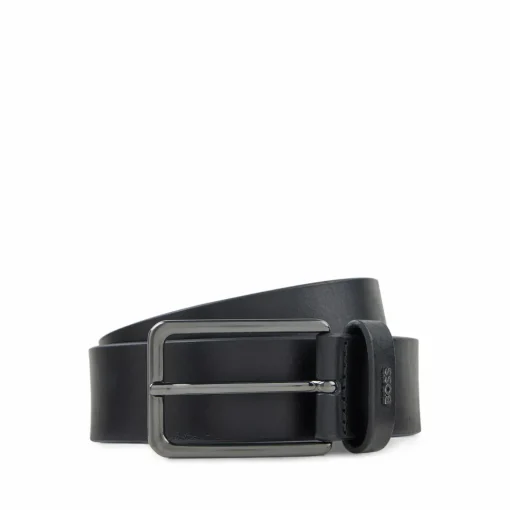 BOSS leren heren riem, zwart
