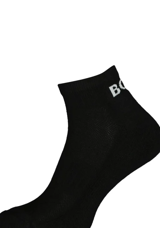 BOSS logo sportsokken (2-pack), heren enkelsokken, zwart