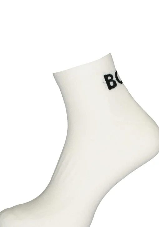 BOSS logo sportsokken (2-pack), heren enkelsokken, wit