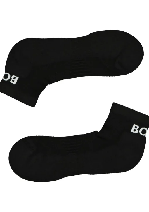 BOSS logo sportsokken (2-pack), heren enkelsokken, zwart