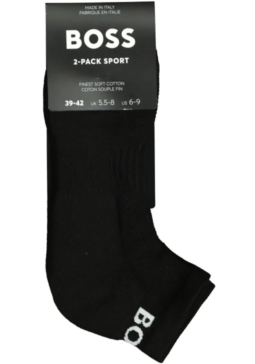 BOSS logo sportsokken (2-pack), heren enkelsokken, zwart