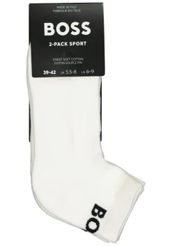 BOSS logo sportsokken (2-pack), heren enkelsokken, wit