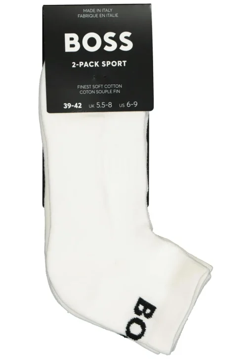 BOSS logo sportsokken (2-pack), heren enkelsokken, wit