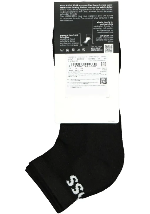 BOSS logo sportsokken (2-pack), heren enkelsokken, zwart