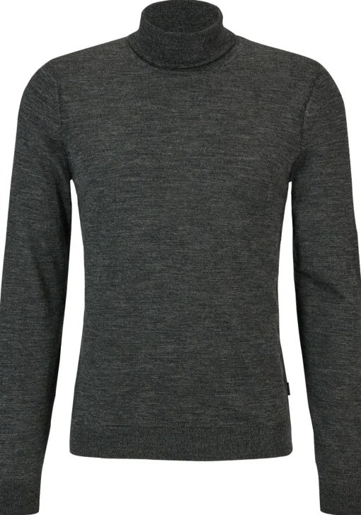 BOSS Musso slim fit trui wol, heren coltrui, zwart