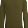 BOSS Pacas regular fit trui katoen, heren trui middeldik O-hals, donker beige