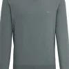 BOSS Pacello regular fit trui katoen, heren trui middeldik V-hals, middengrijs