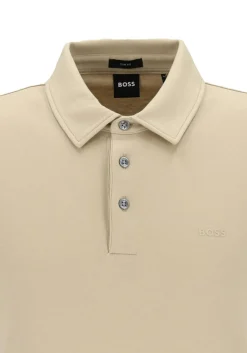 BOSS Palosh slim fit heren polo, pique, licht beige