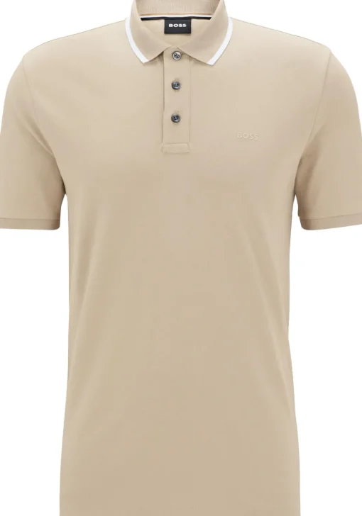 BOSS Parlay regular fit polo, pique, beige