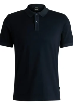 BOSS Phillipson slim fit heren polo, pique, donkerblauw