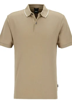 BOSS Prout regular fit heren polo, pique, licht beige