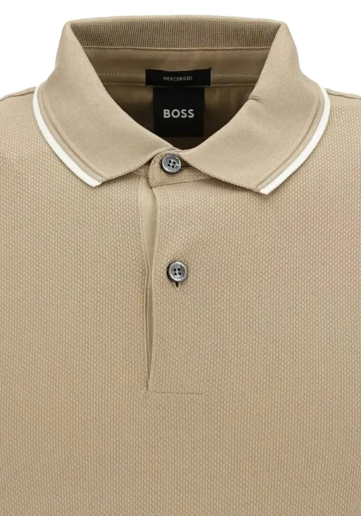 BOSS Prout regular fit heren polo, pique, licht beige