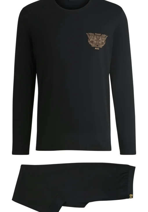 BOSS Relax Long Set, heren pyjama set, zwart