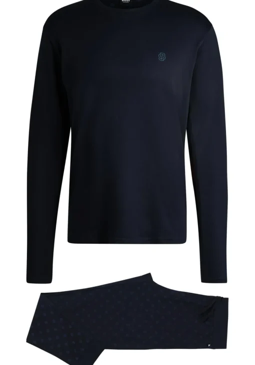 BOSS Relax Long Set, heren pyjama set, donkerblauw