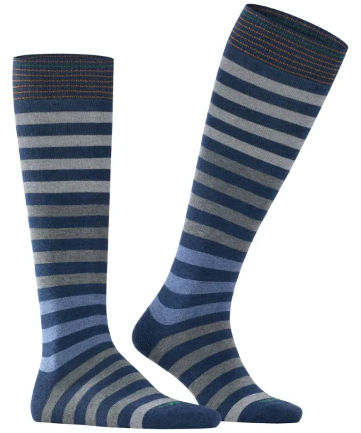Burlington Blackpool heren kniekousen, blauw (dark blue mel.)