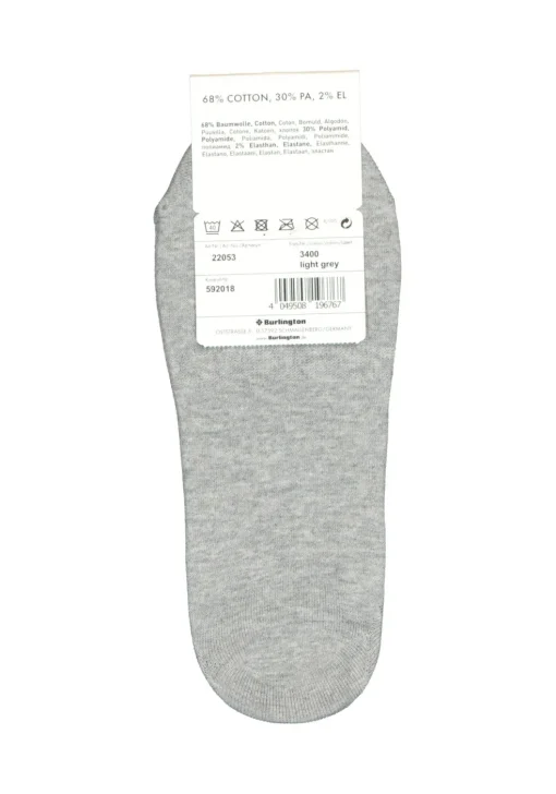 Burlington Everyday dames invisible sokken (2-pack), katoen, licht grijs