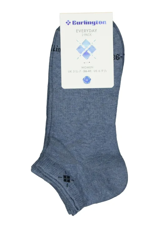 Burlington Everyday dames enkelsokken (2-pack), katoen, jeans blauw