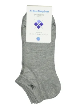 Burlington Everyday dames enkelsokken (2-pack), katoen, grijs