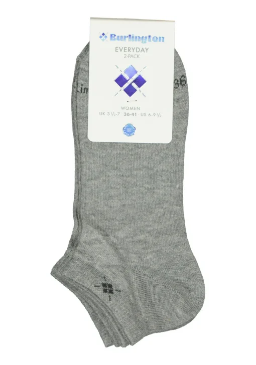 Burlington Everyday dames enkelsokken (2-pack), katoen, grijs