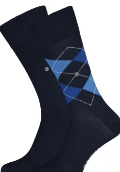 Burlington Everyday herensokken (2-pack), katoen, marine blauw en geruit