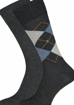 Burlington Everyday herensokken (2-pack), katoen, antraciet uni en geruit
