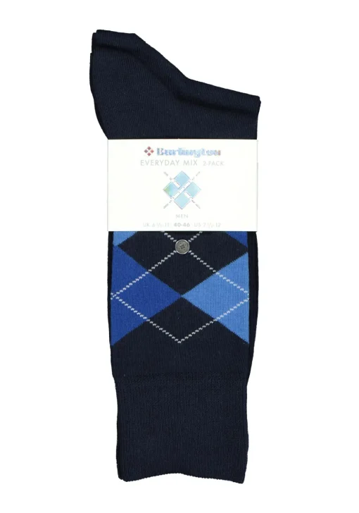 Burlington Everyday herensokken (2-pack), katoen, marine blauw en geruit
