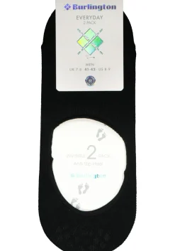 Burlington Everyday invisible herensokken (2-pack), katoen, zwart