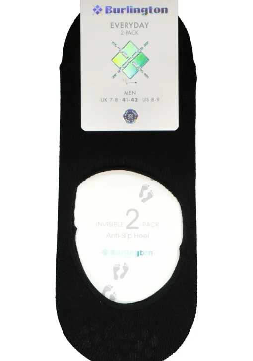 Burlington Everyday invisible herensokken (2-pack), katoen, zwart