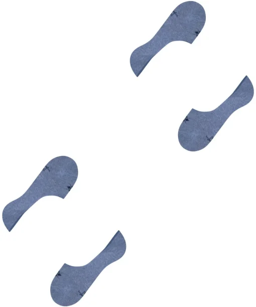Burlington Everyday 2-Pack heren invisible sokken, blauw (light denim)