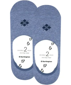 Burlington Everyday 2-Pack heren invisible sokken, blauw (light denim)