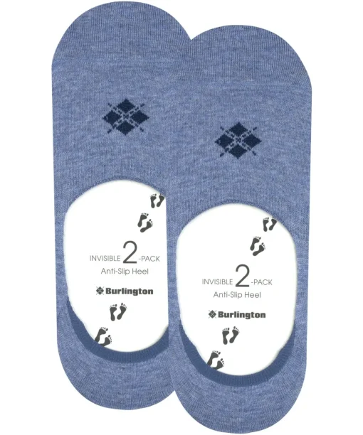 Burlington Everyday 2-Pack heren invisible sokken, blauw (light denim)