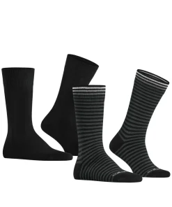 Burlington Everyday Stripe 2-Pack herensokken, zwart (black)