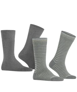 Burlington Everyday Stripe 2-Pack herensokken, grijs (light greymel.)