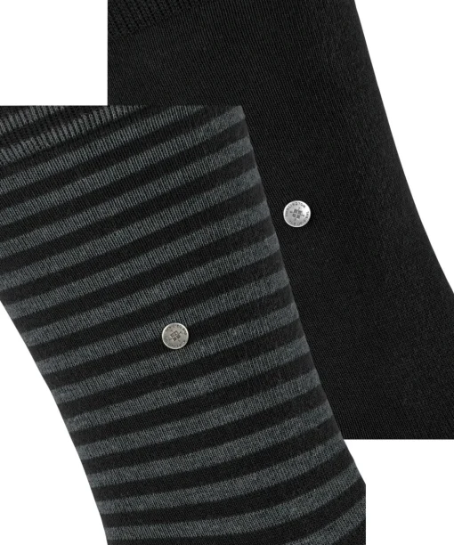 Burlington Everyday Stripe 2-Pack herensokken, zwart (black)