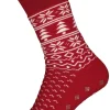 Burlington Homepads Fair Isle, huissokken winter, donkerrood met wit