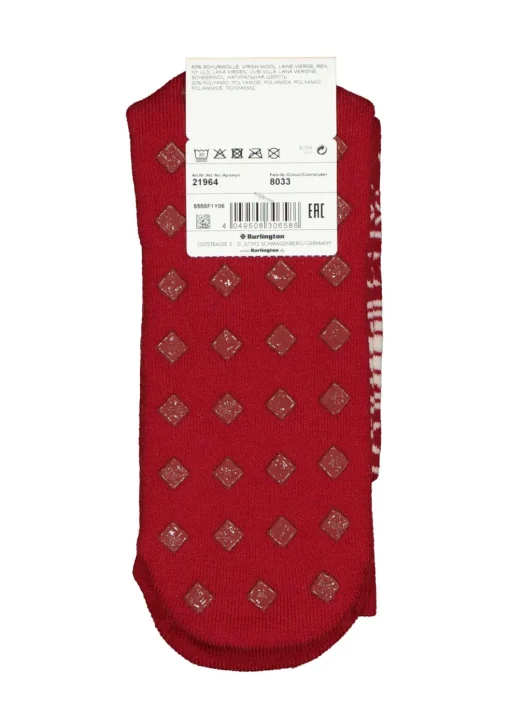 Burlington Homepads Fair Isle, huissokken winter, donkerrood met wit