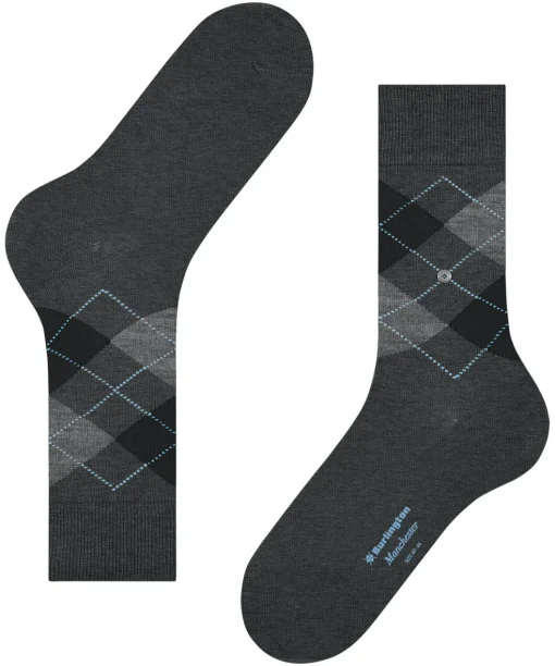 Burlington Manchester herensokken, grijs (anthracite mel.)
