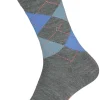 Burlington Marylebone damessokken, wol, grijs melange met blauw